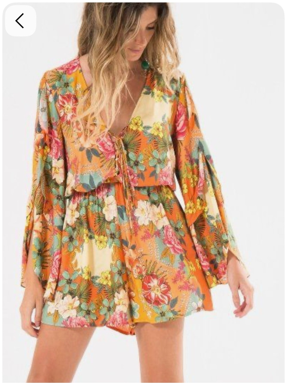 FARM RIO long sleeve tropical floral romper